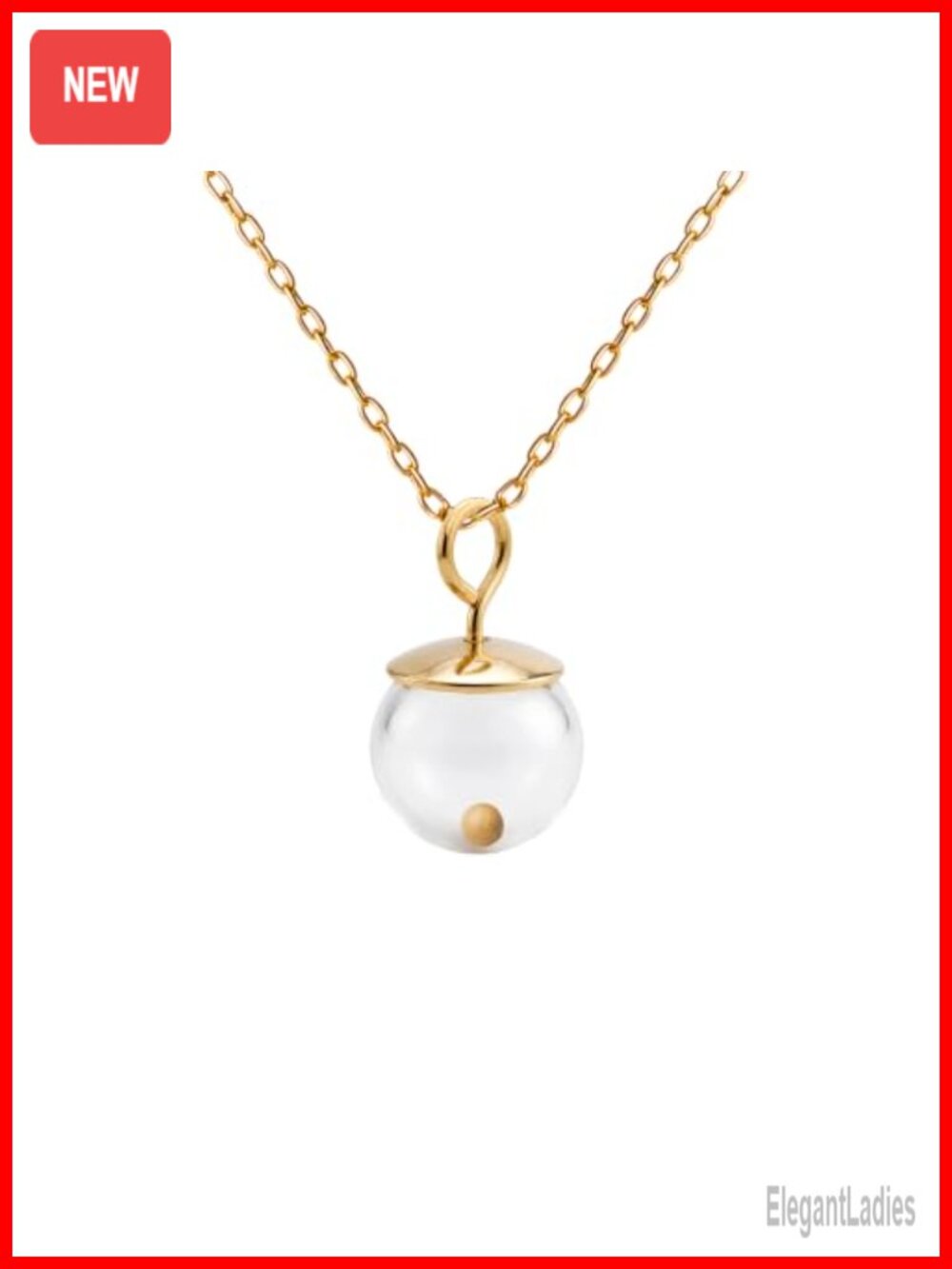 14K Gold Filled Mustard Seed Pendant Necklace 18 Inch 10mm Globe
